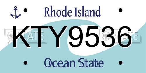 KTY9536 Rhode Island License Plate