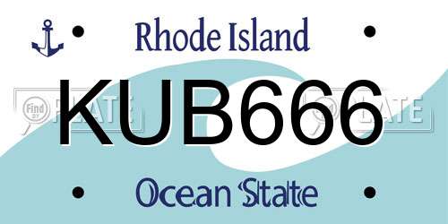 KUB666 Rhode Island License Plate
