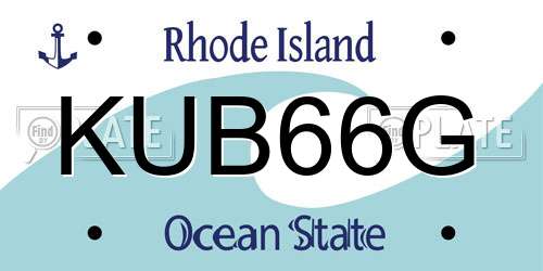 KUB66G Rhode Island License Plate