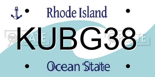 KUBG38 Rhode Island License Plate