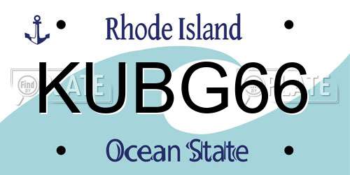 KUBG66 Rhode Island License Plate