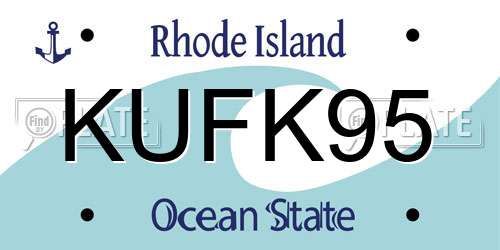 KUFK95 Rhode Island License Plate