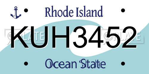 KUH3452 Rhode Island License Plate