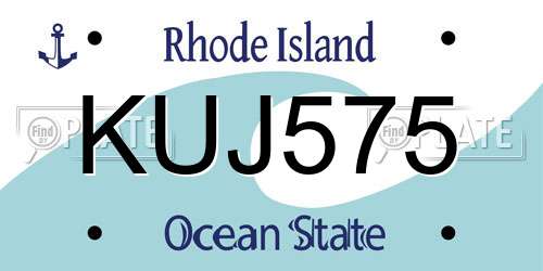 KUJ575 Rhode Island License Plate