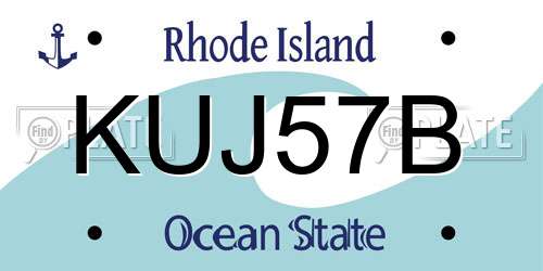 KUJ57B Rhode Island License Plate