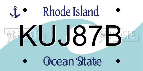 KUJ87B Rhode Island License Plate