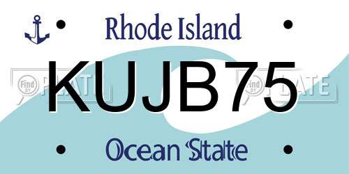KUJB75 Rhode Island License Plate