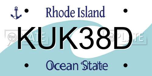 KUK38D Rhode Island License Plate