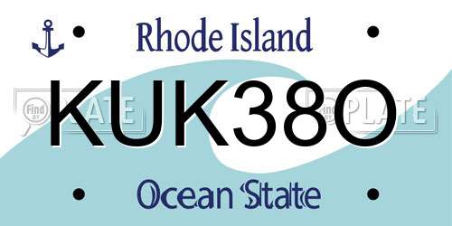 KUK38O Rhode Island License Plate