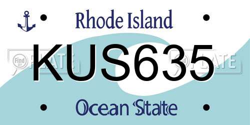 KUS635 Rhode Island License Plate
