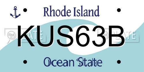 KUS63B Rhode Island License Plate