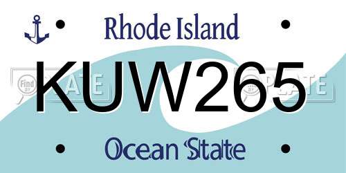 KUW265 Rhode Island License Plate