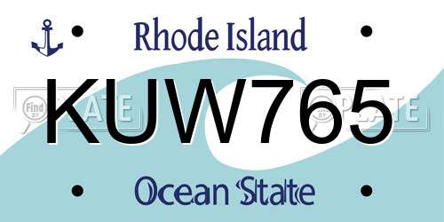 KUW765 Rhode Island License Plate