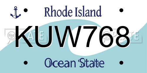 KUW768 Rhode Island License Plate