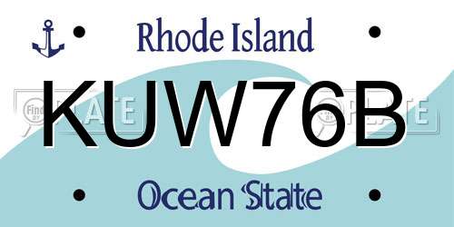 KUW76B Rhode Island License Plate