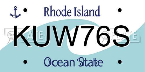 KUW76S Rhode Island License Plate