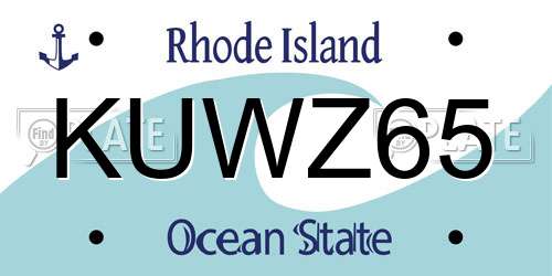 KUWZ65 Rhode Island License Plate