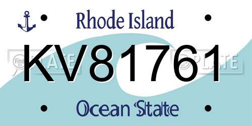 KV81761 Rhode Island License Plate