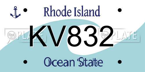 KV832 Rhode Island License Plate