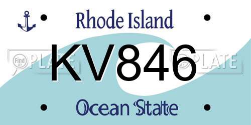 KV846 Rhode Island License Plate