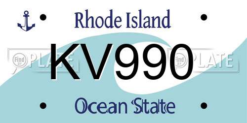 KV990 Rhode Island License Plate