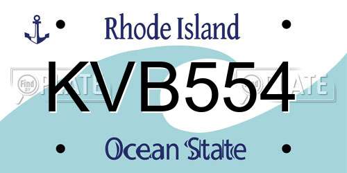 KVB554 Rhode Island License Plate