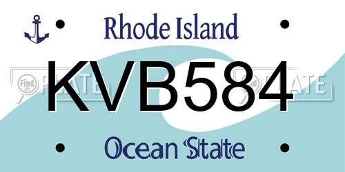 KVB584 Rhode Island License Plate