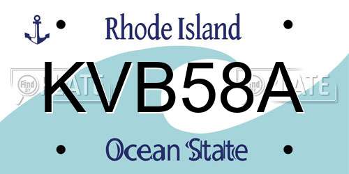 KVB58A Rhode Island License Plate