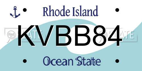 KVBB84 Rhode Island License Plate