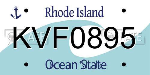 KVF0895 Rhode Island License Plate
