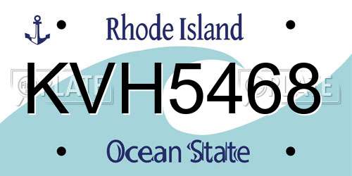 KVH5468 Rhode Island License Plate
