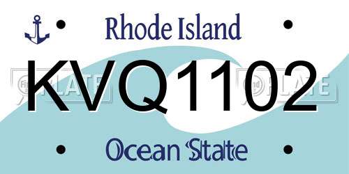 KVQ1102 Rhode Island License Plate