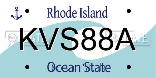 KVS88A Rhode Island License Plate