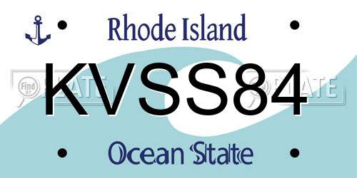 KVSS84 Rhode Island License Plate