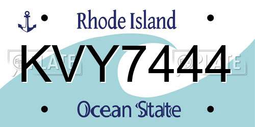 KVY7444 Rhode Island License Plate