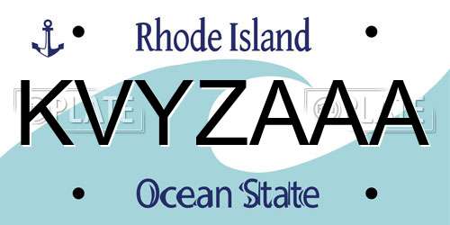 KVYZAAA Rhode Island License Plate
