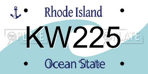 KW225 Rhode Island License Plate