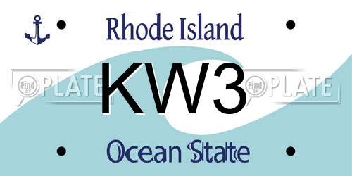 KW3 Rhode Island License Plate