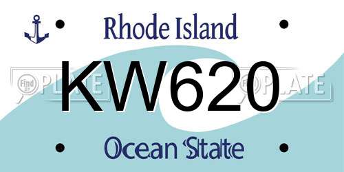 KW620 Rhode Island License Plate