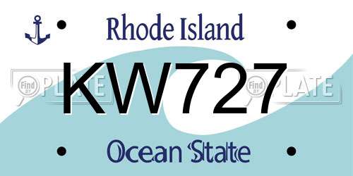 KW727 Rhode Island License Plate
