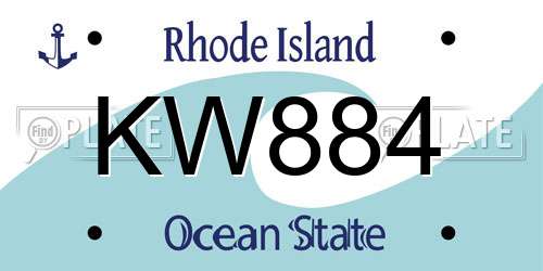 KW884 Rhode Island License Plate