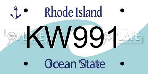 KW991 Rhode Island License Plate