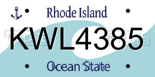 KWL4385 Rhode Island License Plate