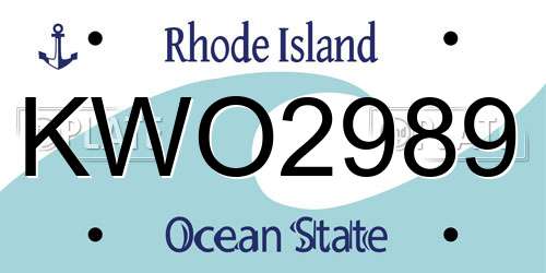 KWO2989 Rhode Island License Plate