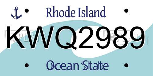 KWQ2989 Rhode Island License Plate
