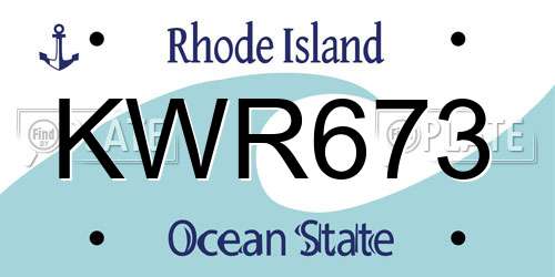 KWR673 Rhode Island License Plate