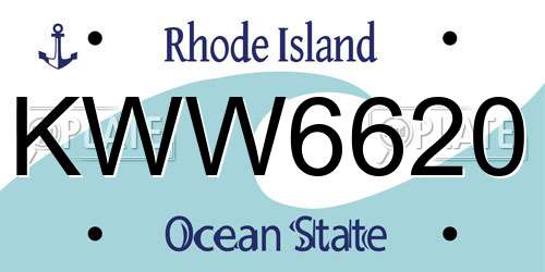 KWW6620 Rhode Island License Plate