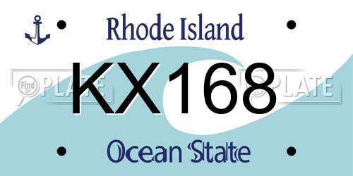 KX168 Rhode Island License Plate