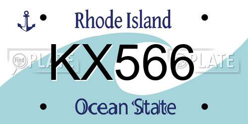 KX566 Rhode Island License Plate