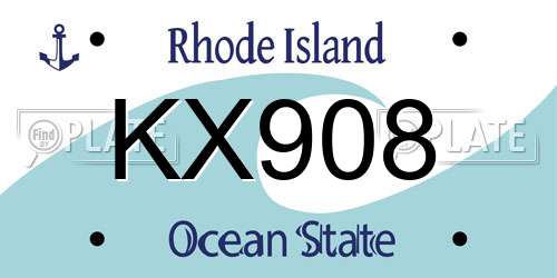 KX908 Rhode Island License Plate